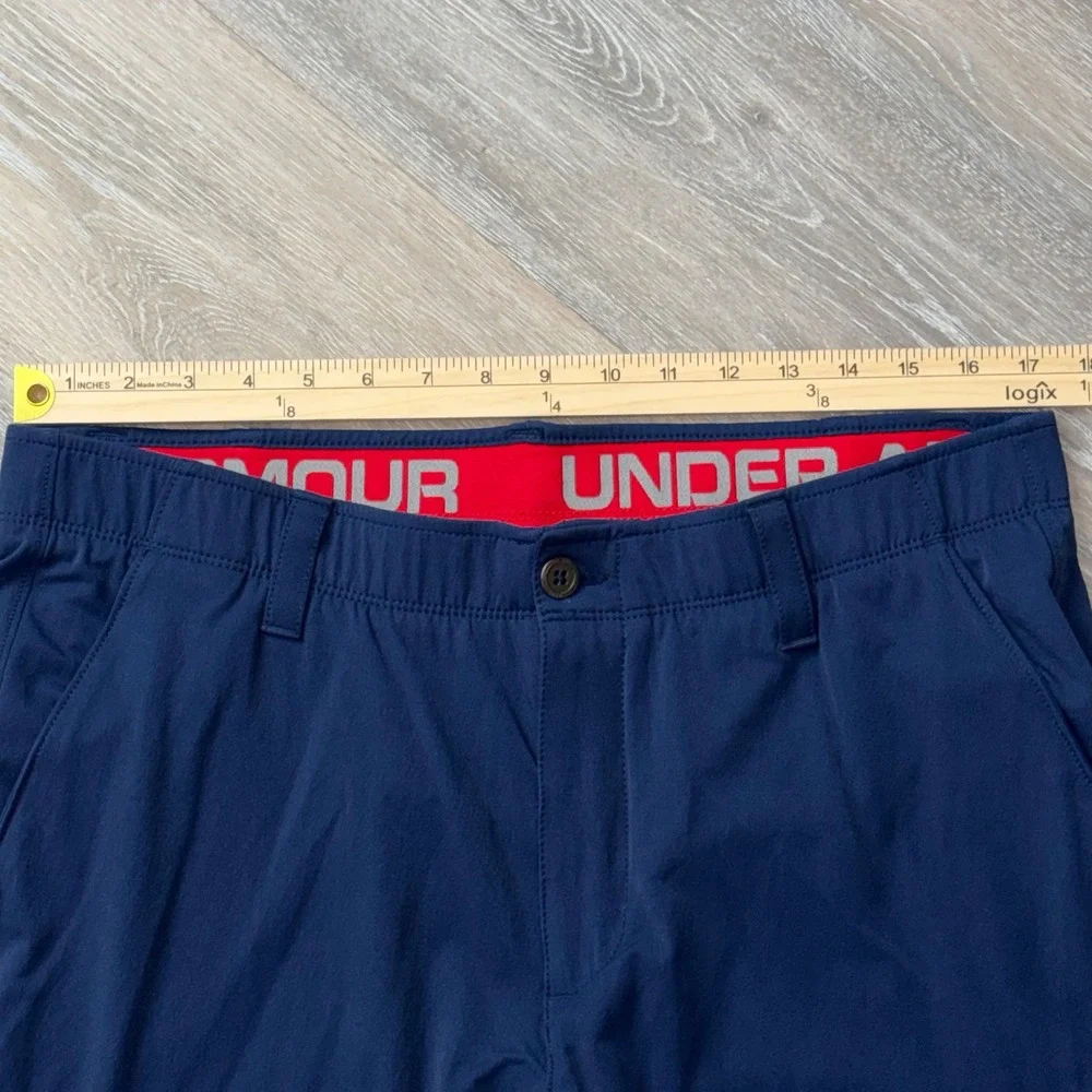 Under Armour Mens Golf Pants Navy Blue Loose Fit Performance Trousers 38x32
